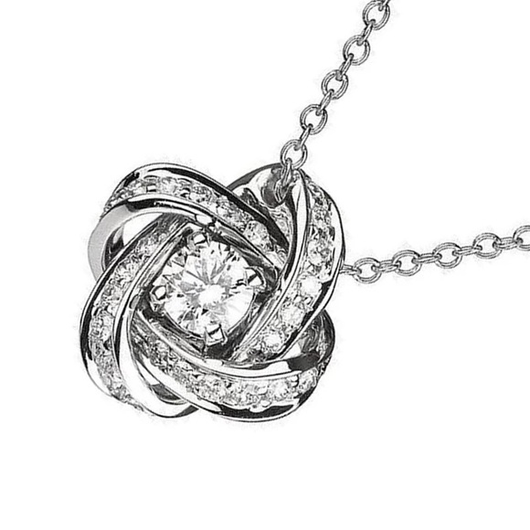 New 925 Silver Beautiful Flower Diamond Necklace - Picture 2 of 6